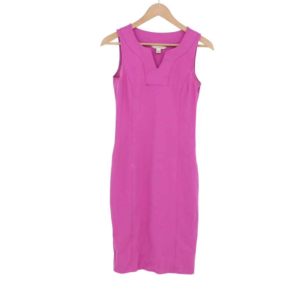 Banana Republic Dress Womens 0 Sheath Magenta Notched Neck Sleeveless